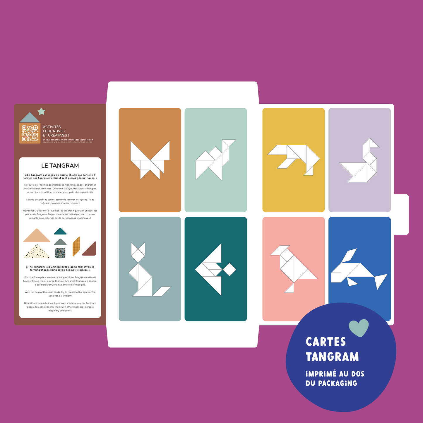 cartes modèles tangram à colorier et découper