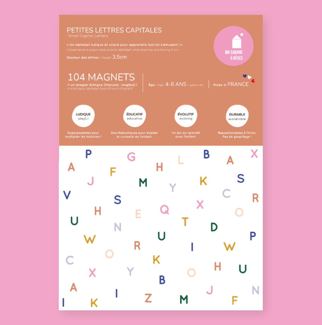 alphabet petites lettres capitales magnétiques