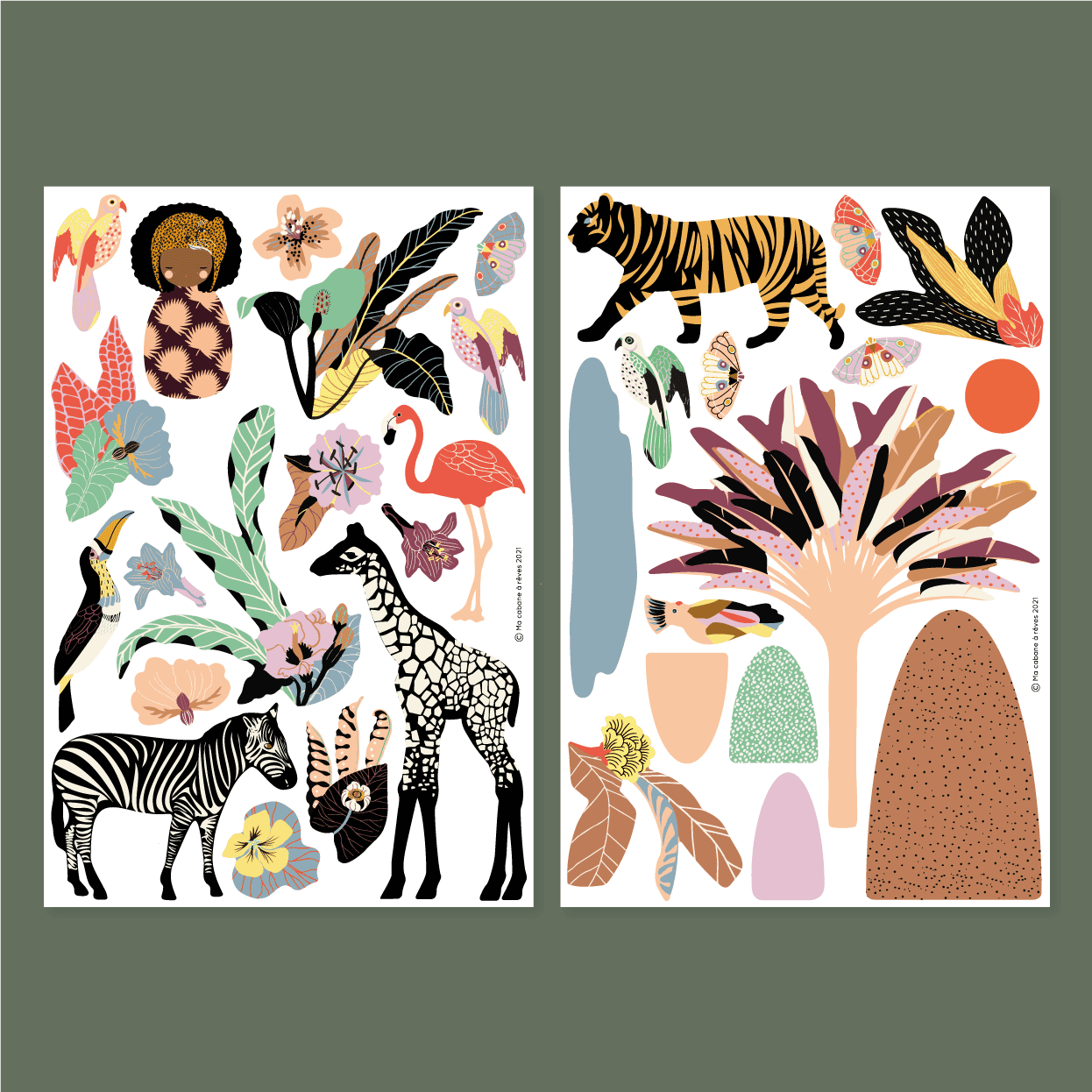 Magnet aimant jeu éducatif magnétique Fabrikasafari smallable safari afrique léopard girafe animaux planche zèbre