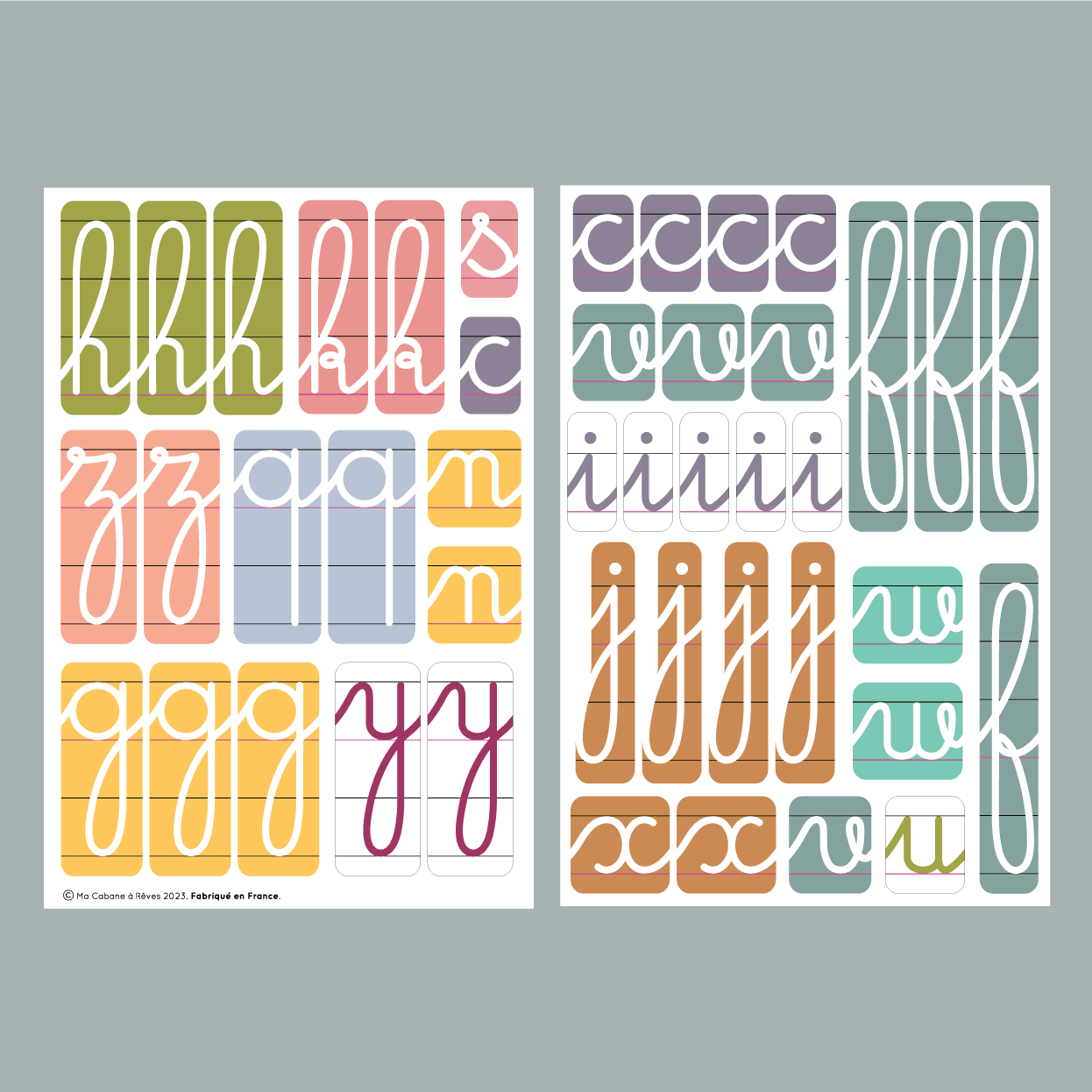 Alphabet magnétique - 102 Lettres Cursives - Ma Cabane à Rêves