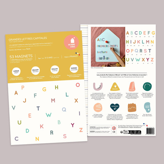 Alphabet magnétique - 53 Grandes Lettres Capitales - Ma Cabane à Rêves