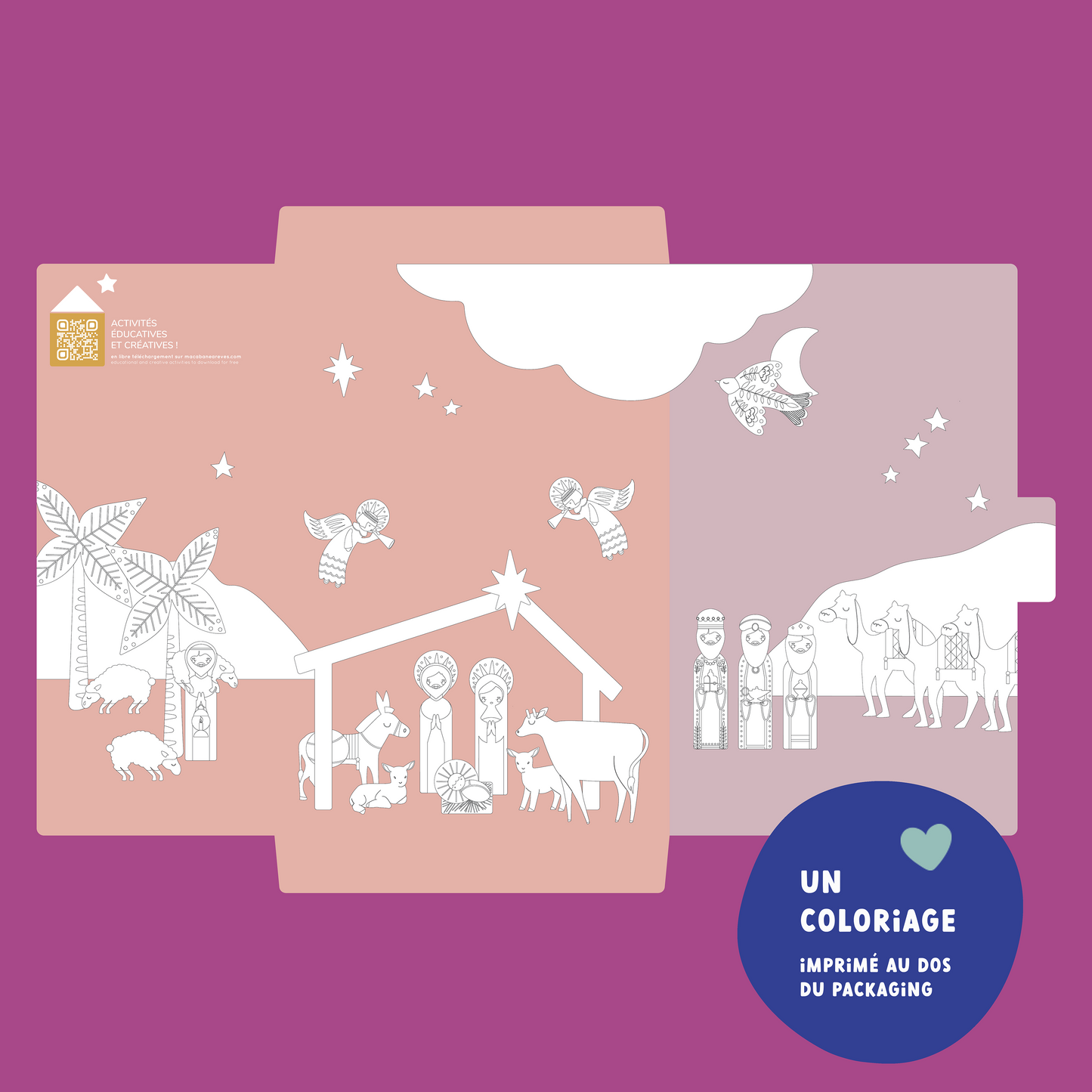 coloriage crèche de noel