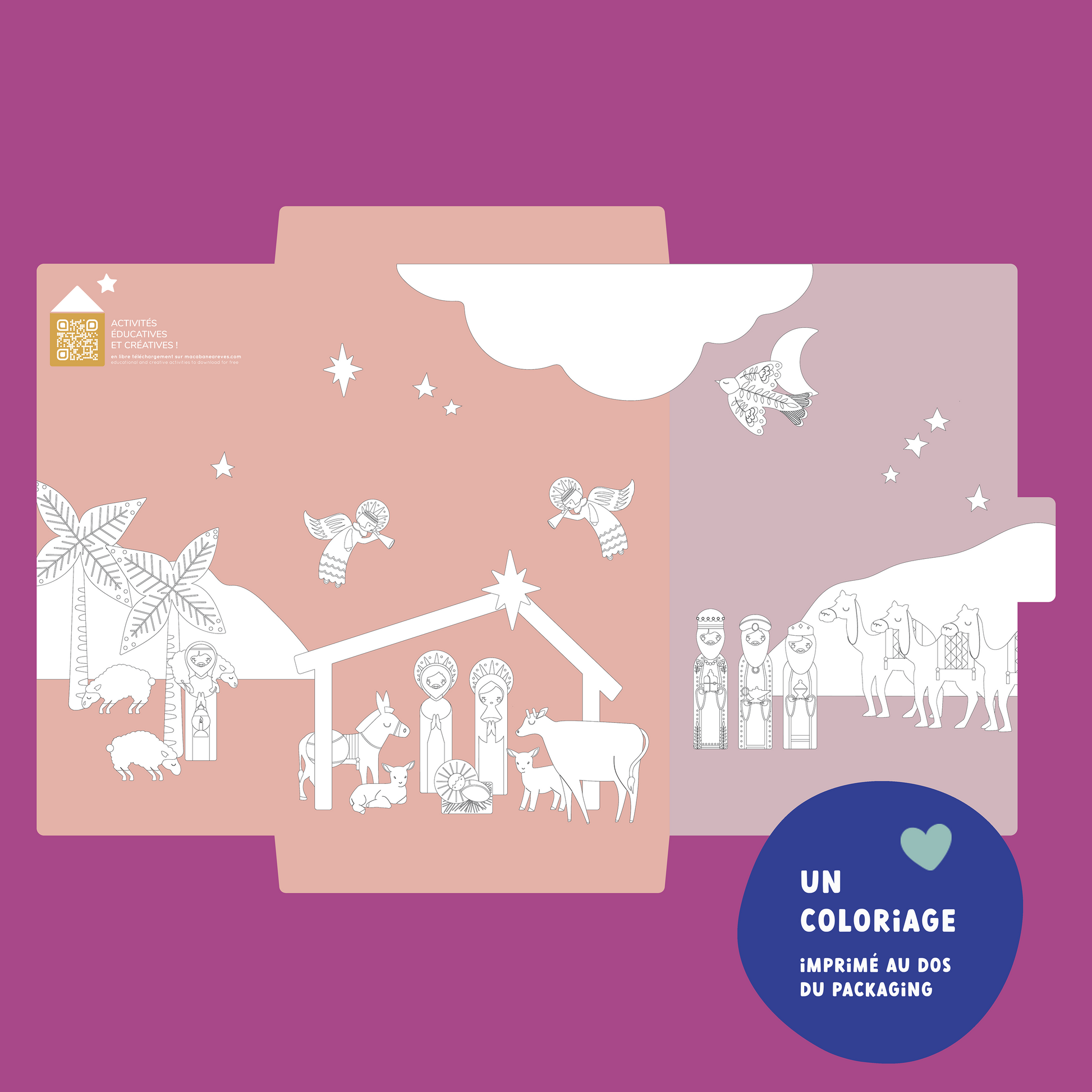 coloriage crèche de noel