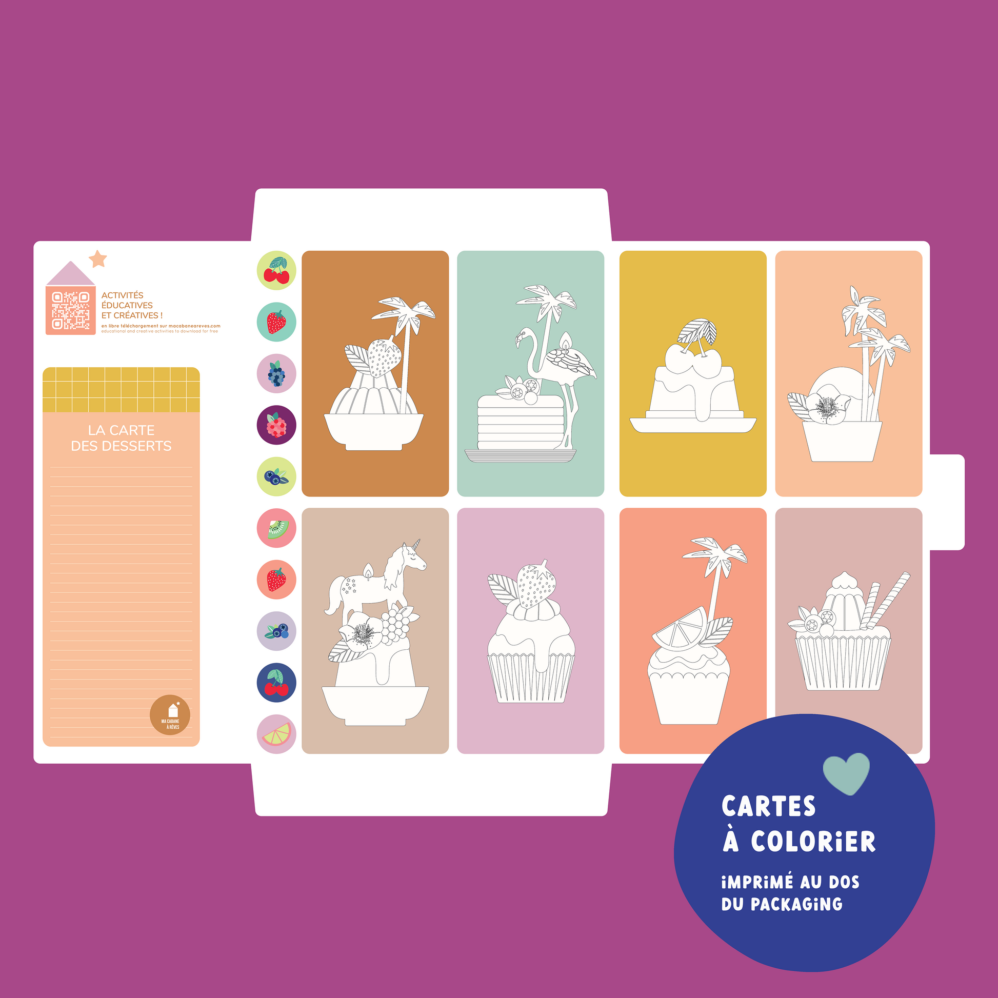 cartes cupcake à colorier et découper