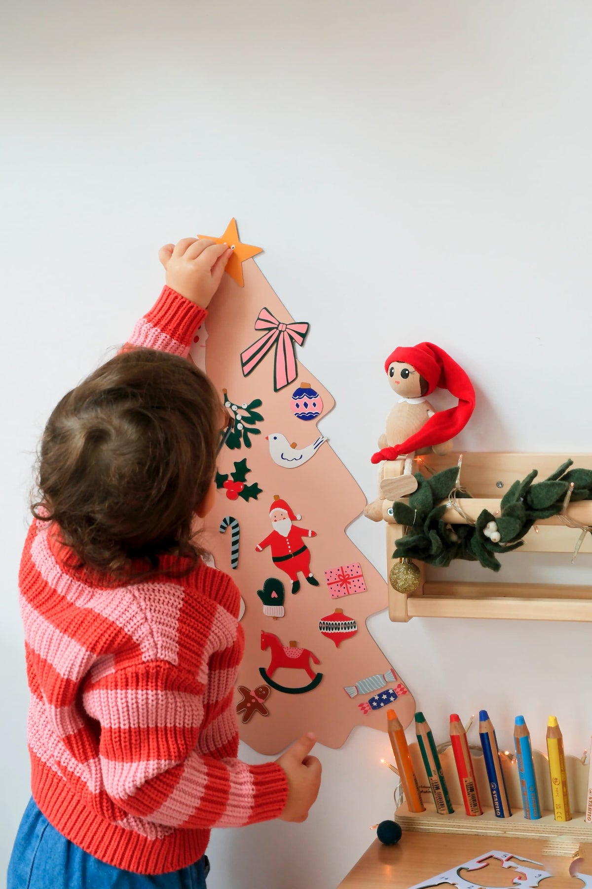 Calendrier de l’Avent magnétique — sapin mural sans colle & 25 magnets