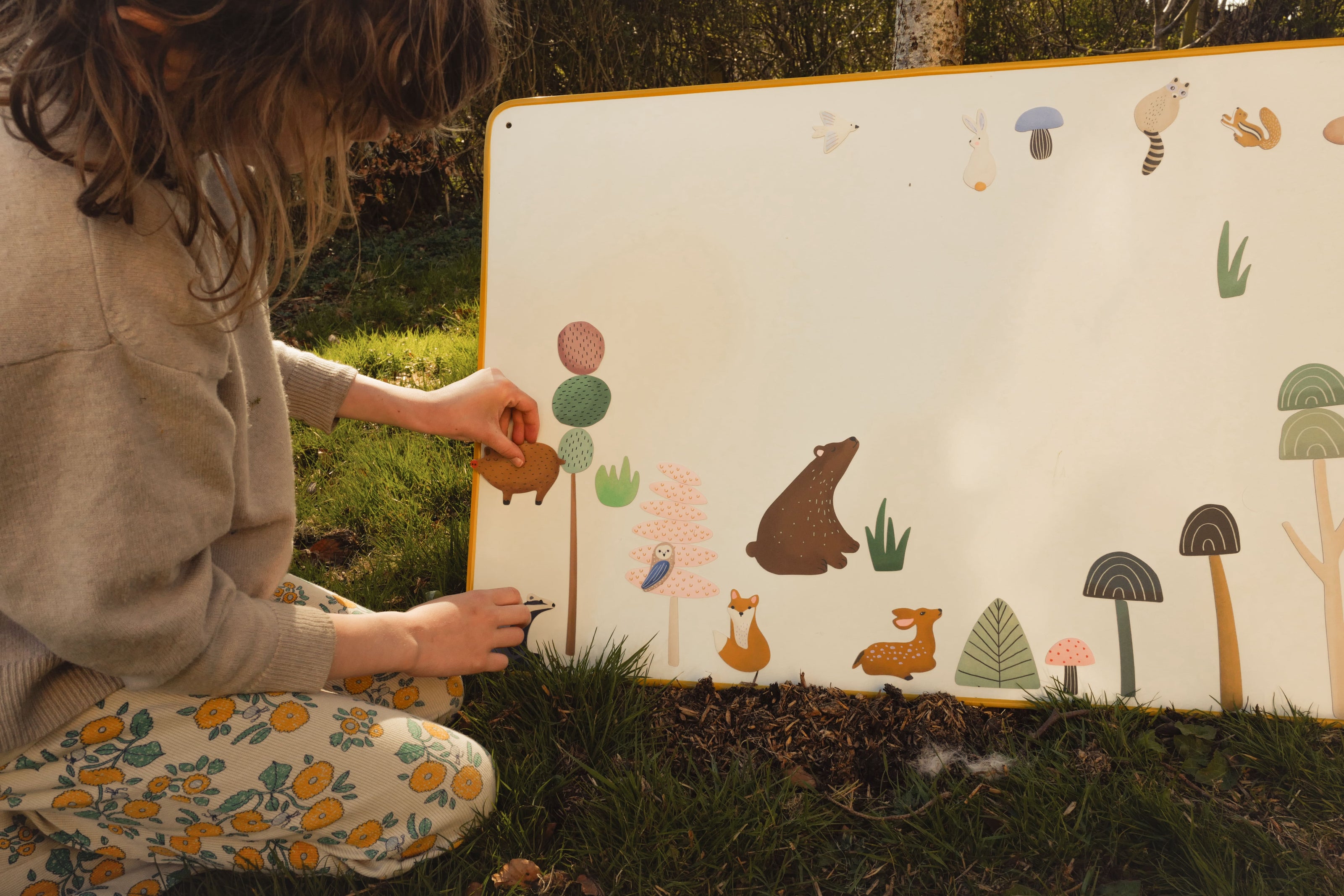 grand tableau magnétique ardoise avec stickers magnétiques Animaux de la Forêt
