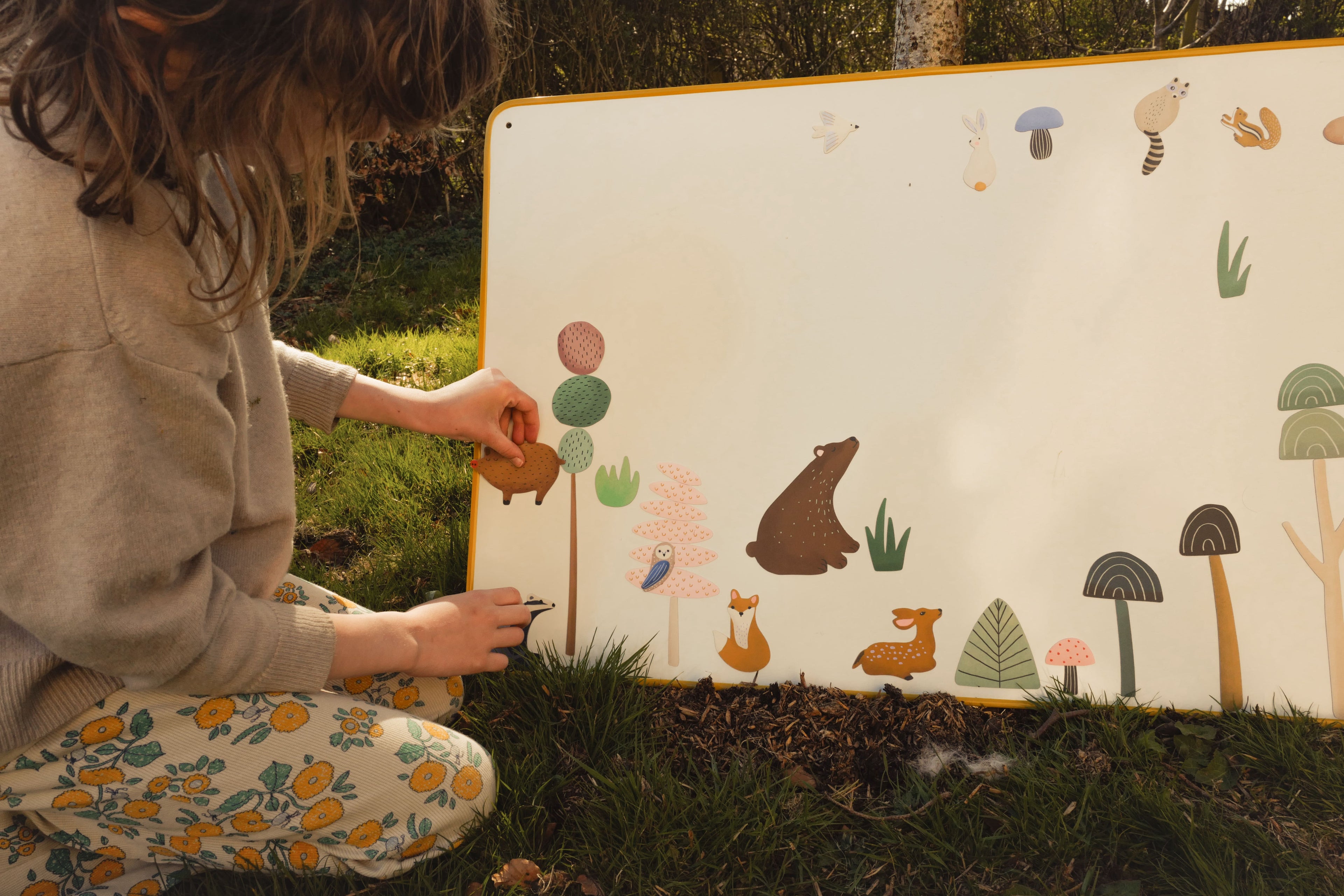 grand tableau magnétique ardoise avec stickers magnétiques Animaux de la Forêt