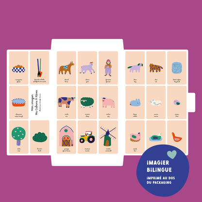 bilingual French and English picture book about farm animals