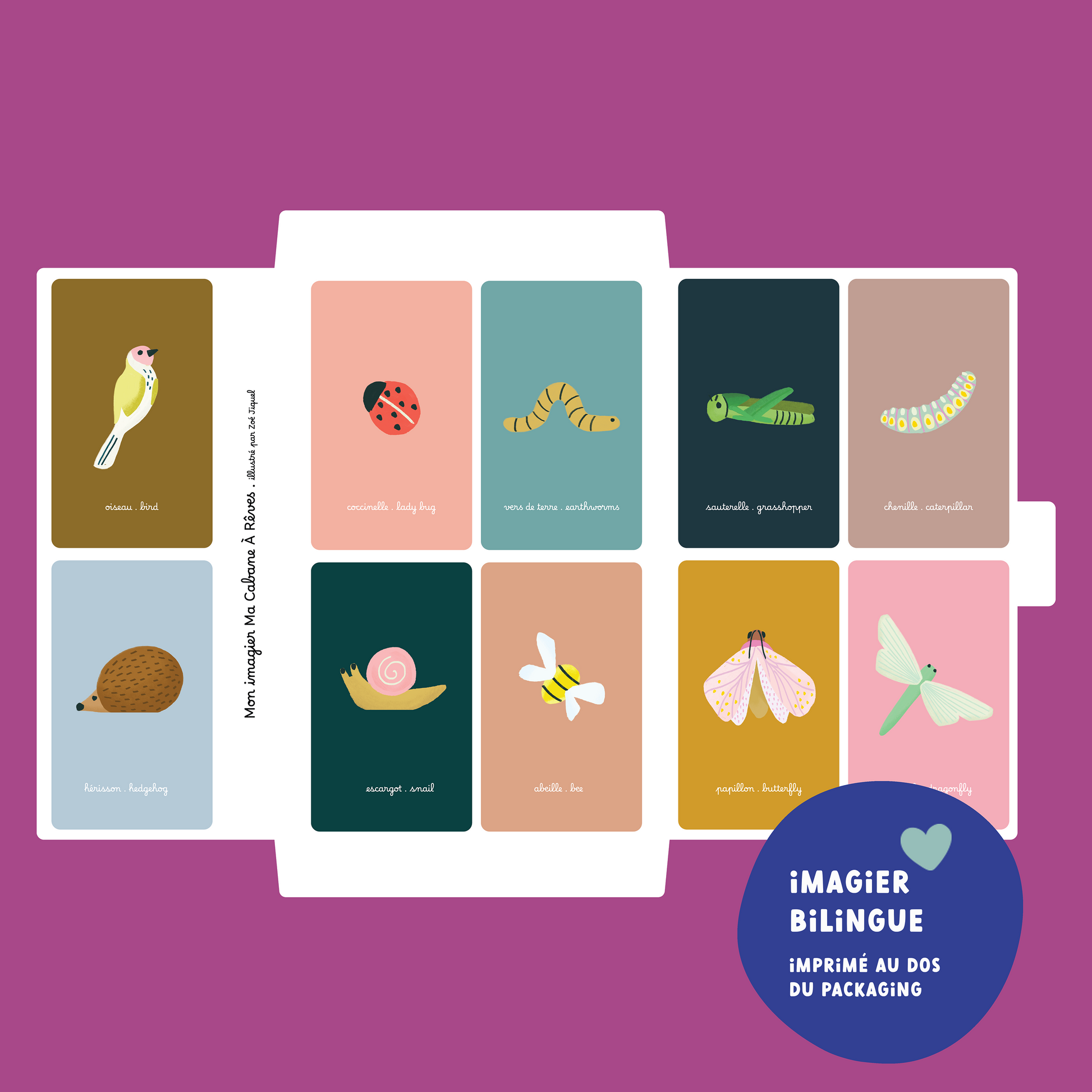 cartes imagier petites bêtes et insectes du jardin en français et anglais