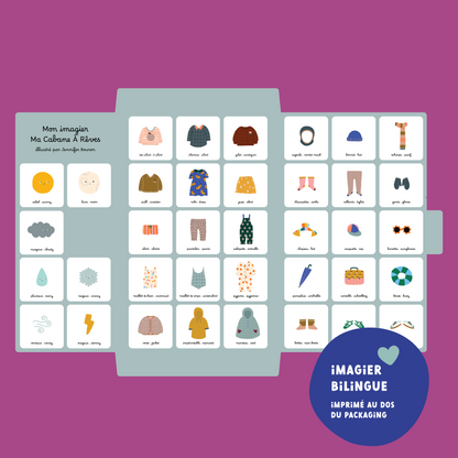 cartes imagier vêtements, accessoires et météo en  français et anglais