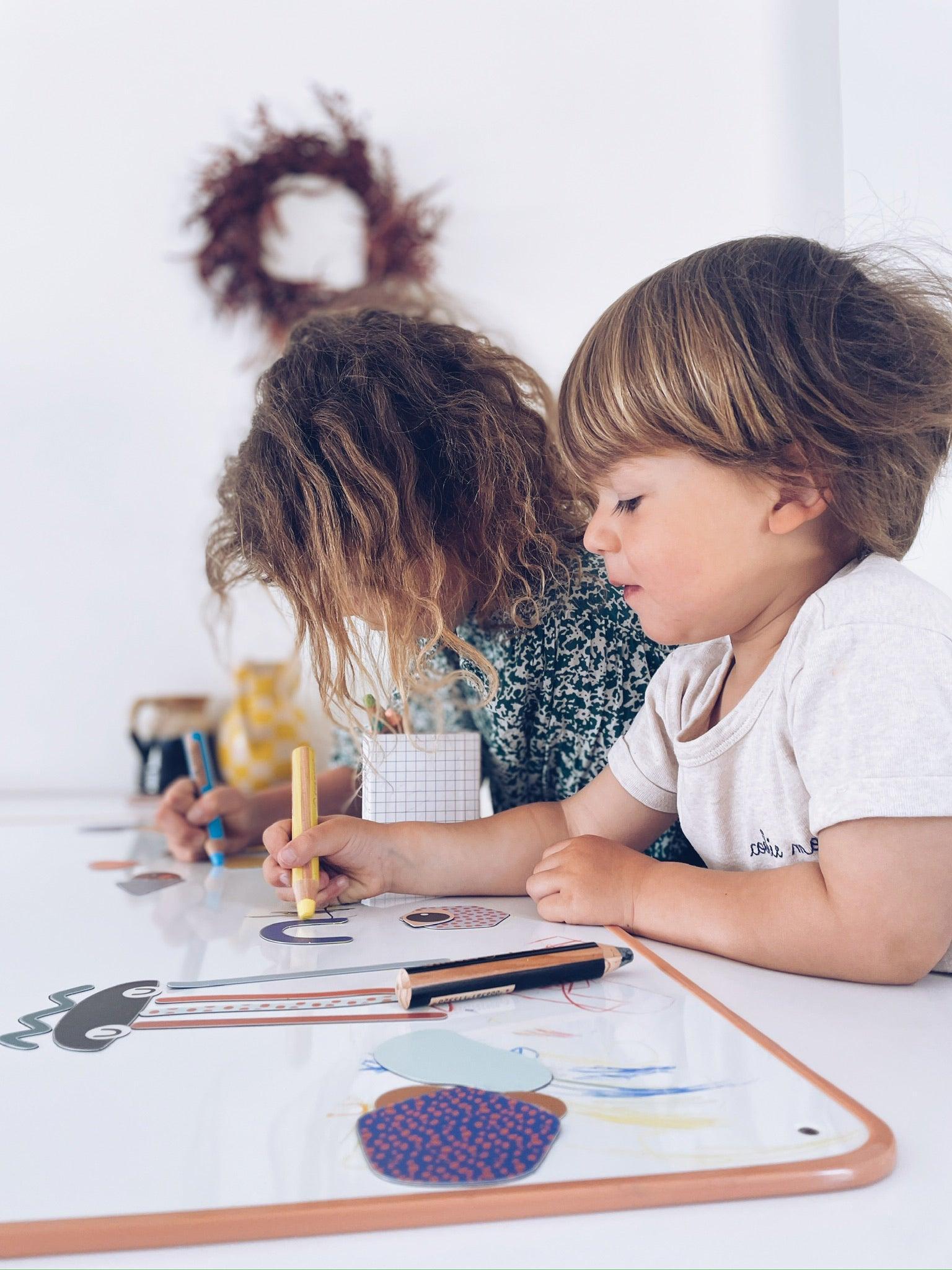 tableau blanc magnetique - format XXL FAMILLE - dessin crayons woody 3in1 Stabilo