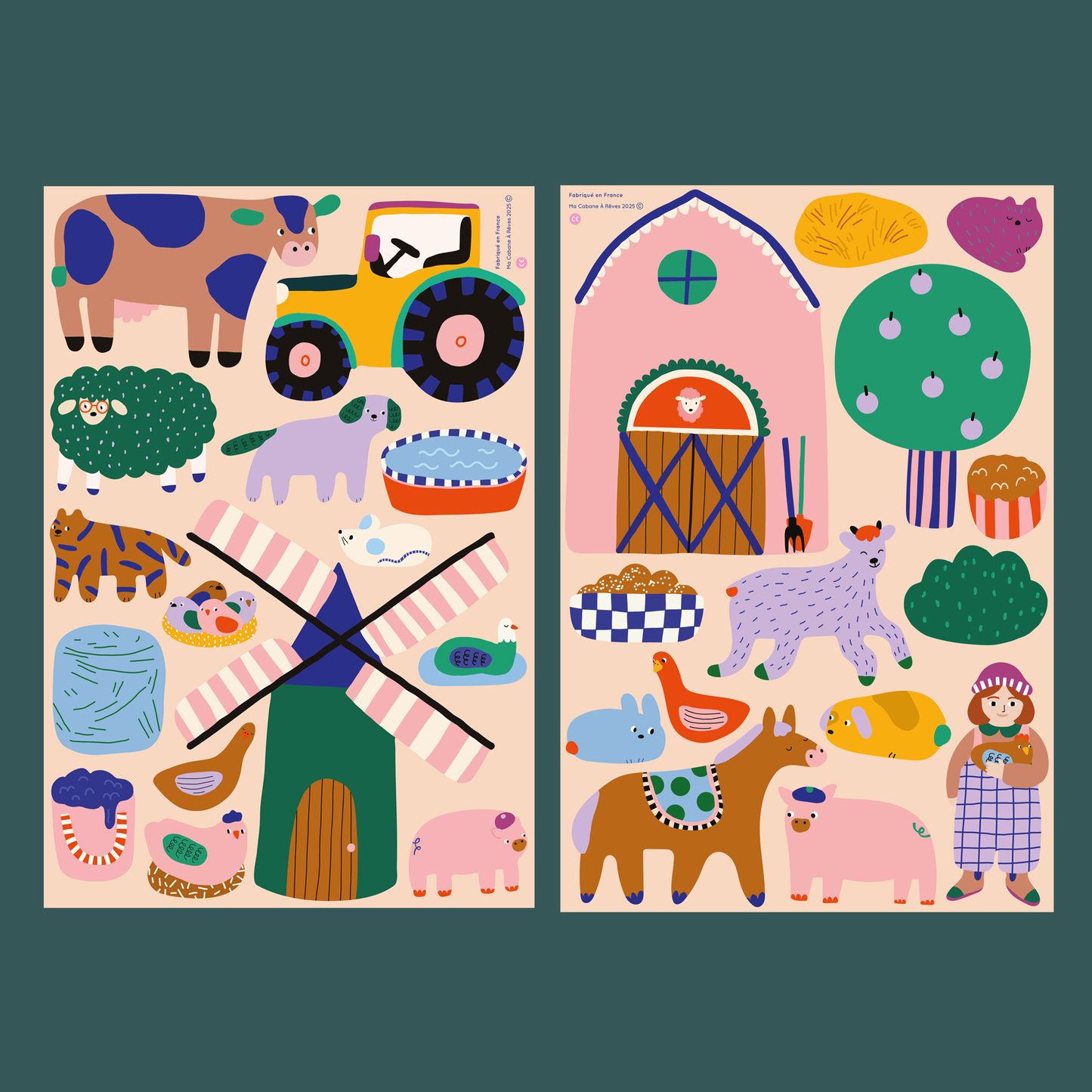Farm-themed magnetic stickers 