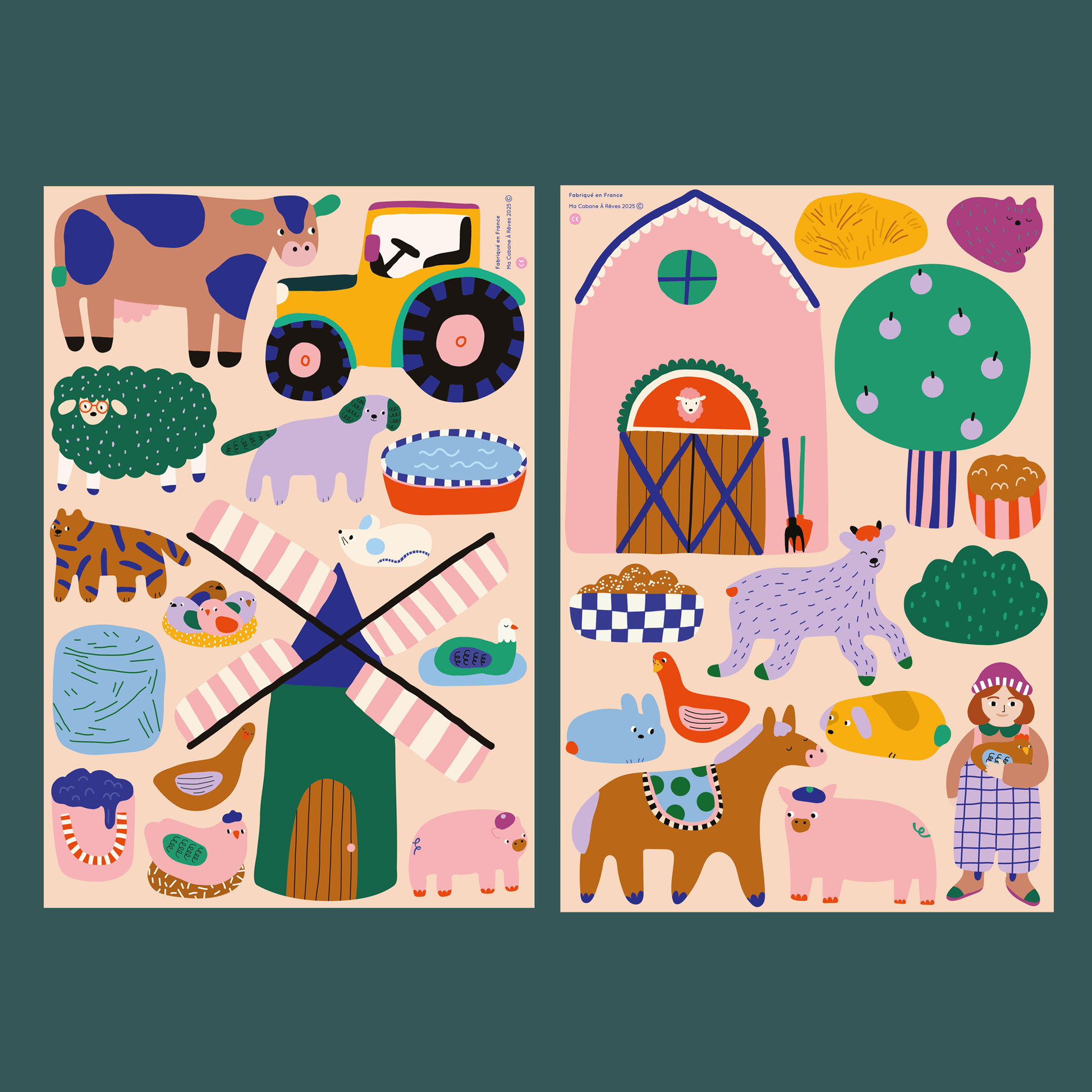 Farm-themed magnetic stickers 