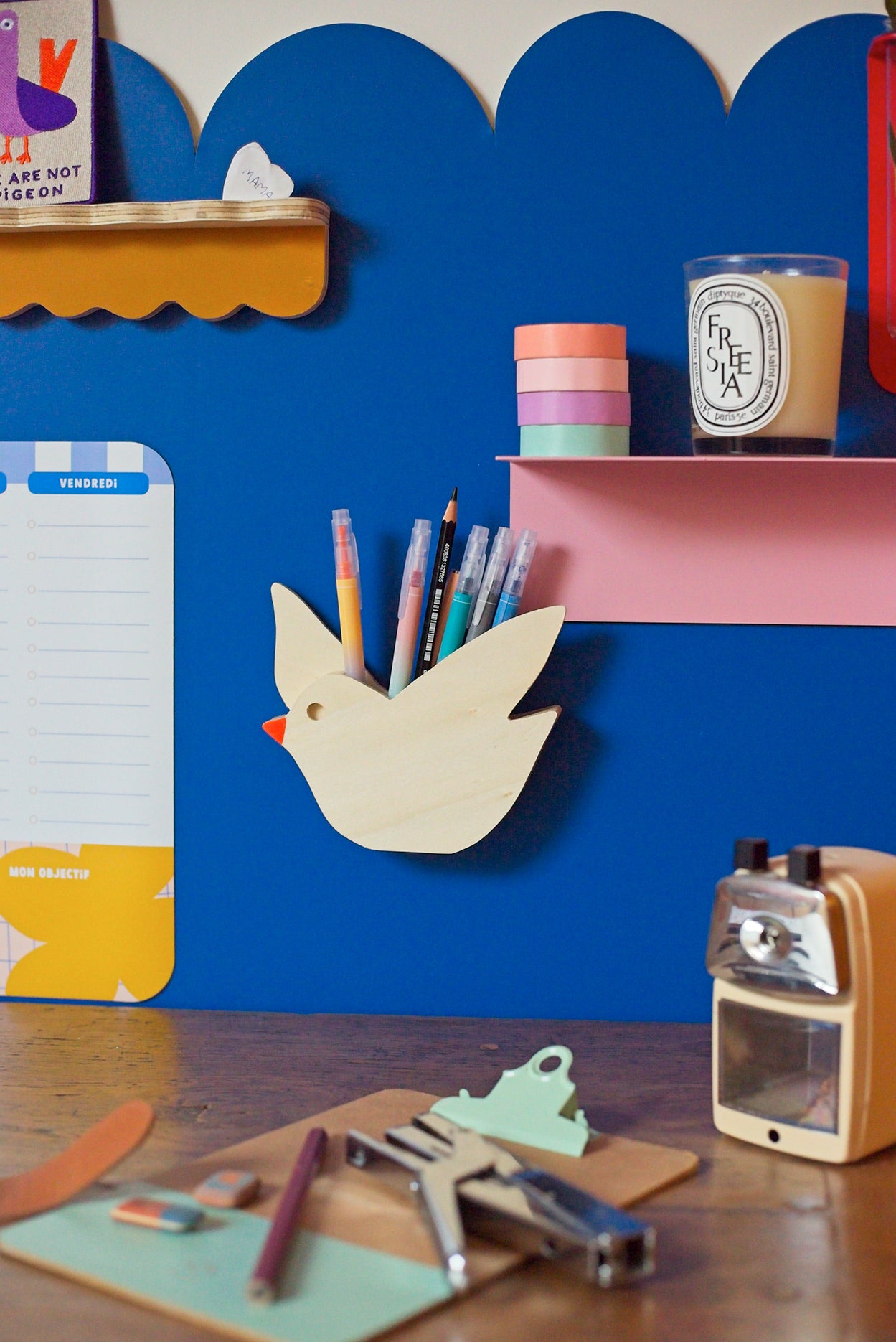 PIOU — Pot à crayons magnétique bois