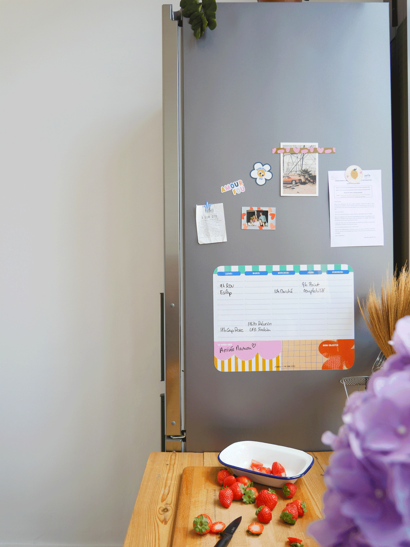 Semainier magnétique Pop aimantè sur frigo — organisation famille Ma Cabane à Rêves