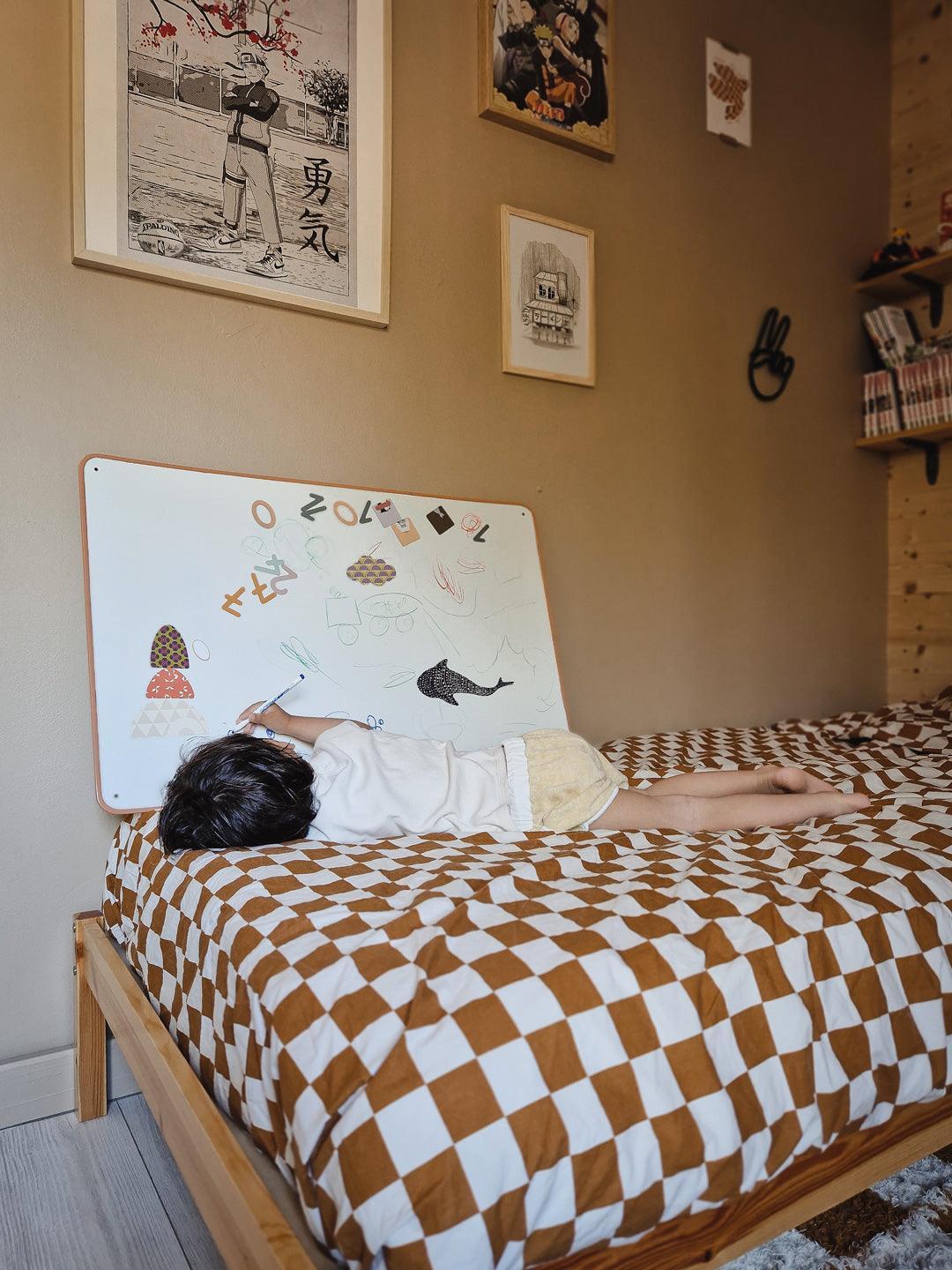 Relaxdays Tableau Magnétique Double Face Enfant – Hauteur Réglable 65-77 Cm – Bois Marron – Cadeau Éveil