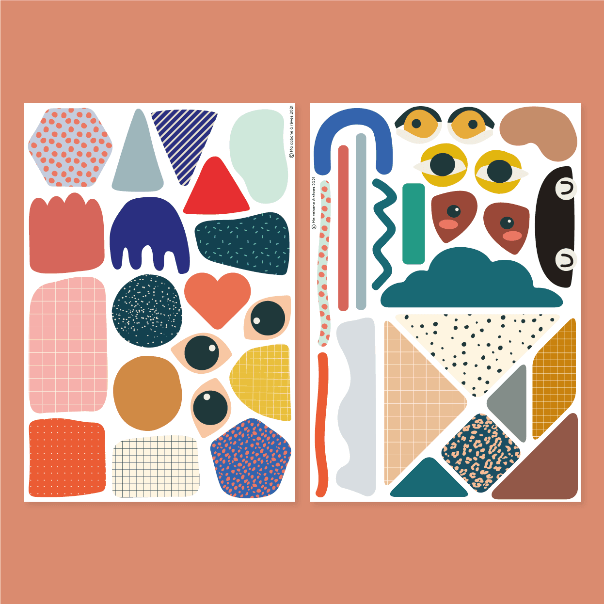 Magnet aimant jeu éducatif magnétique Fabrikabrac formes géométriques rubrique à brac couleurs primaires yeux rigolo motifs pointillé