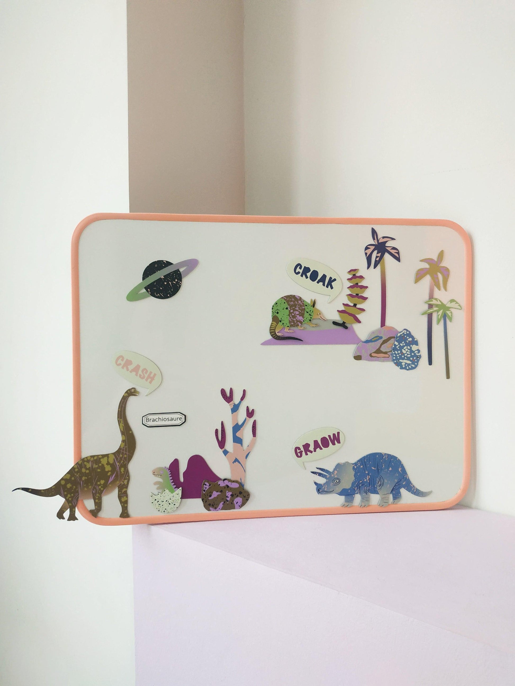 Magnet aimant jeu éducatif magnétique Fabrikadinosaures dinosaures tricératops brachiosaure ardoise blanche vélleda couleur diplodocus fougère préhistoire cétacé dino dinosaure