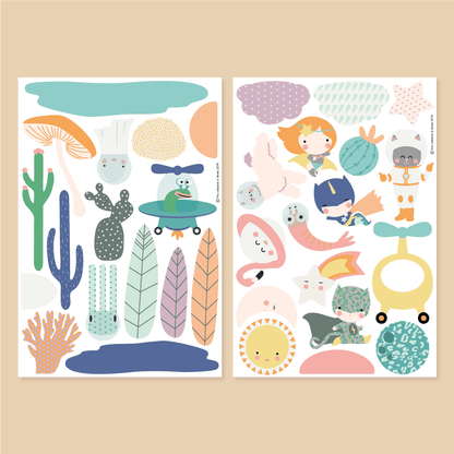 Magnet aimant jeu éducatif magnétique Fabrikarêves imaginaire pastel rêve onirique enfant ovni martien super héros