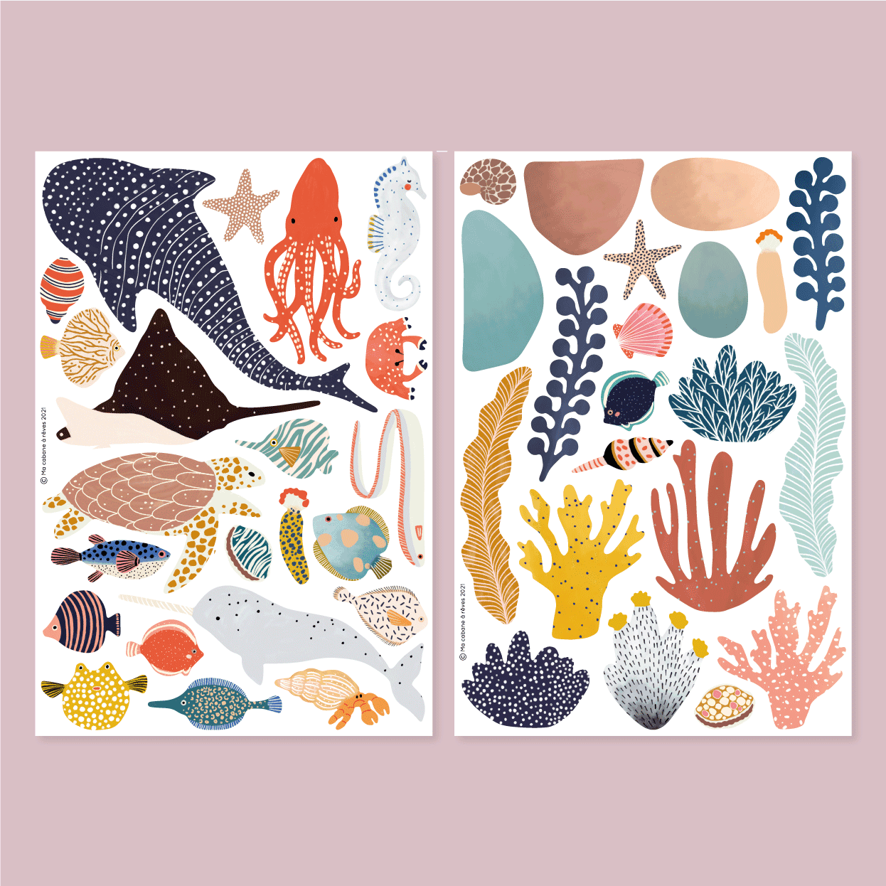 Magnet aimant jeu éducatif magnétique Fabrikaocéan océean mer poisson requin baleine tortue coraux planche algues étoile de mercouleur colori