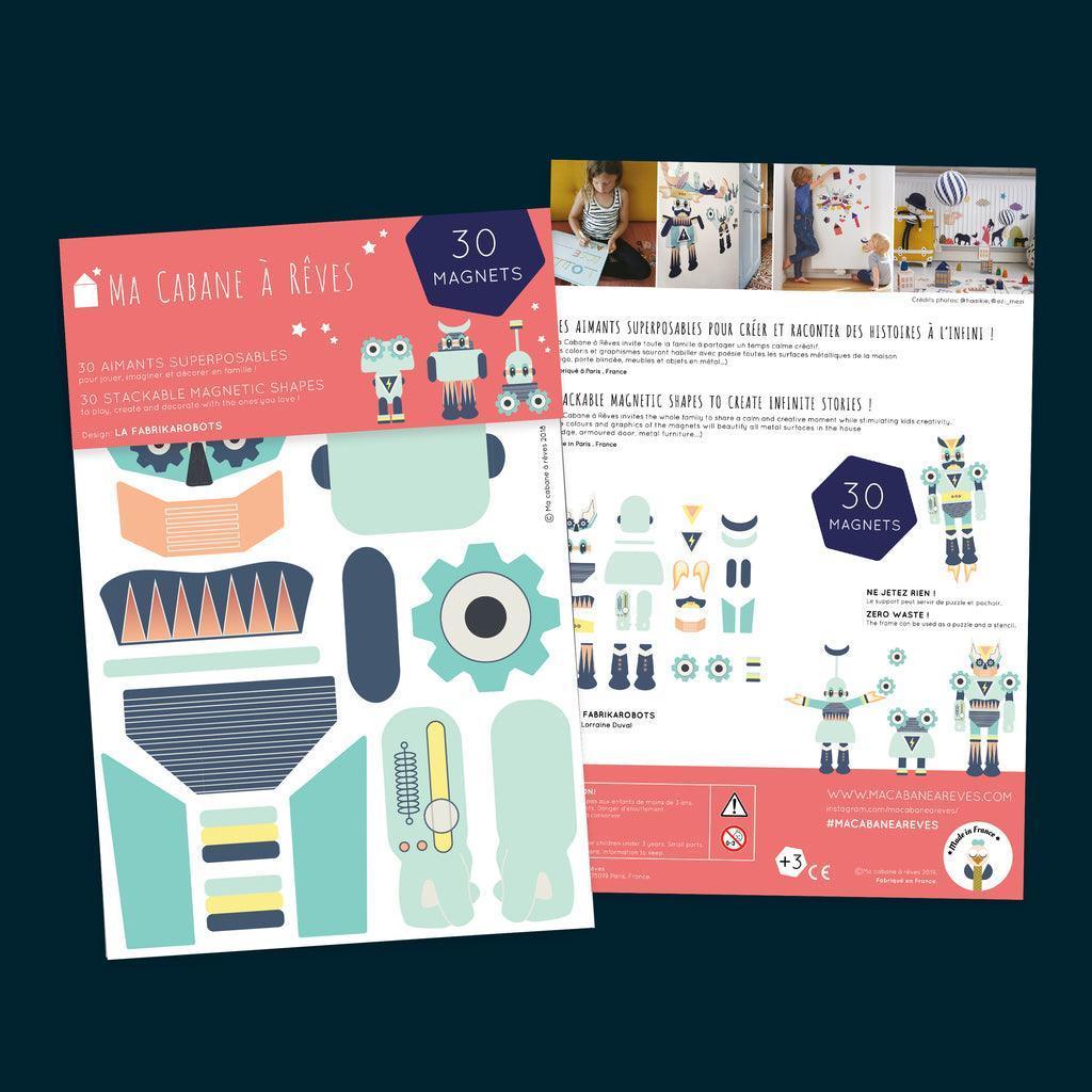 Magnet aimant jeu éducatif magnétique Fabrikarobots imaginaire goldorack astroboy wall  r2D2 C6P0 robots interieur