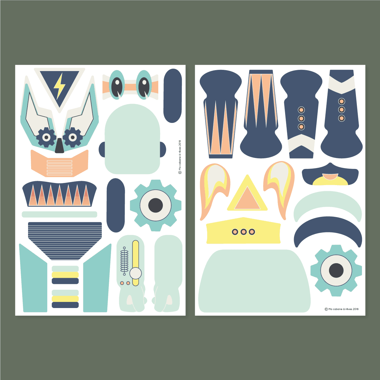 Magnet aimant jeu éducatif magnétique Fabrikarobots imaginaire goldorack astroboy wall  forbidden planet robots androides transformers planche