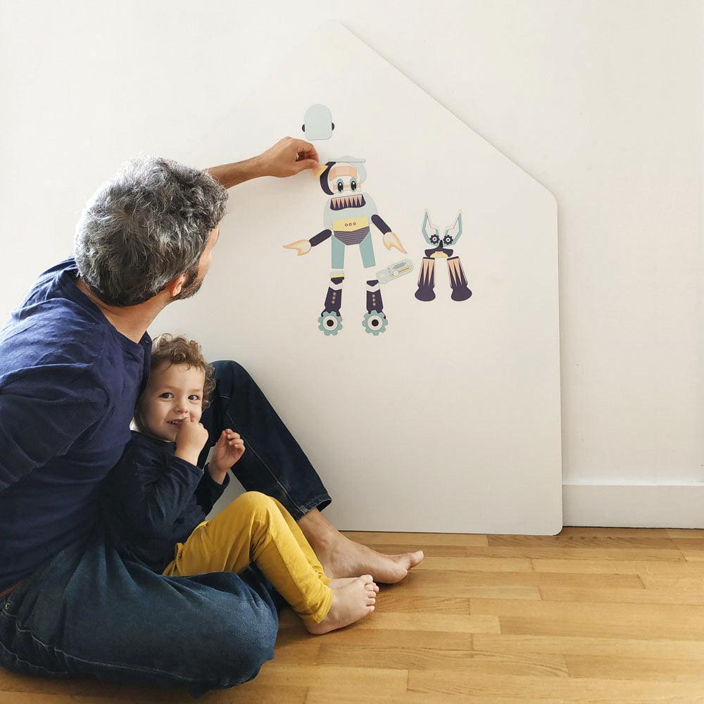 Magnet aimant jeu éducatif magnétique Fabrikarobots imaginaire goldorack astroboy wall  forbidden planet robots père garçon