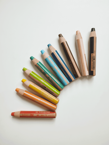 10 multi-talented STABILO woody 3in1 pencils + 1 pencil sharpener - Ma Cabane à Rêves