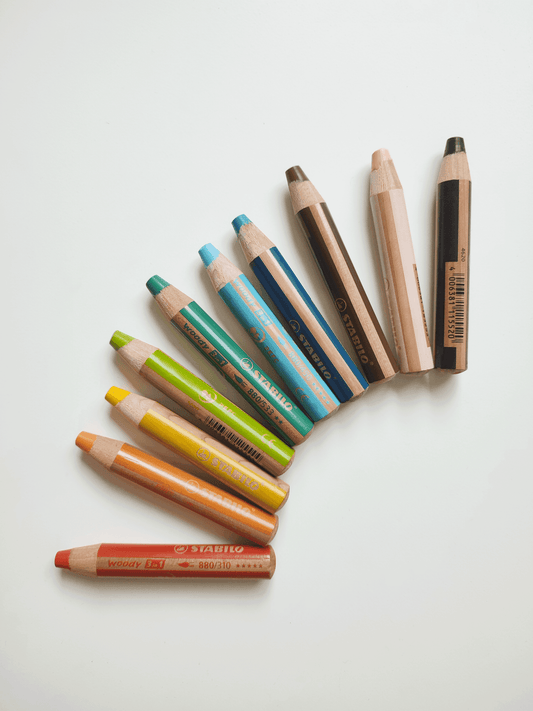 10 crayons multi-talents STABILO woody 3in1 + 1 taille-crayon - Ma Cabane à Rêves