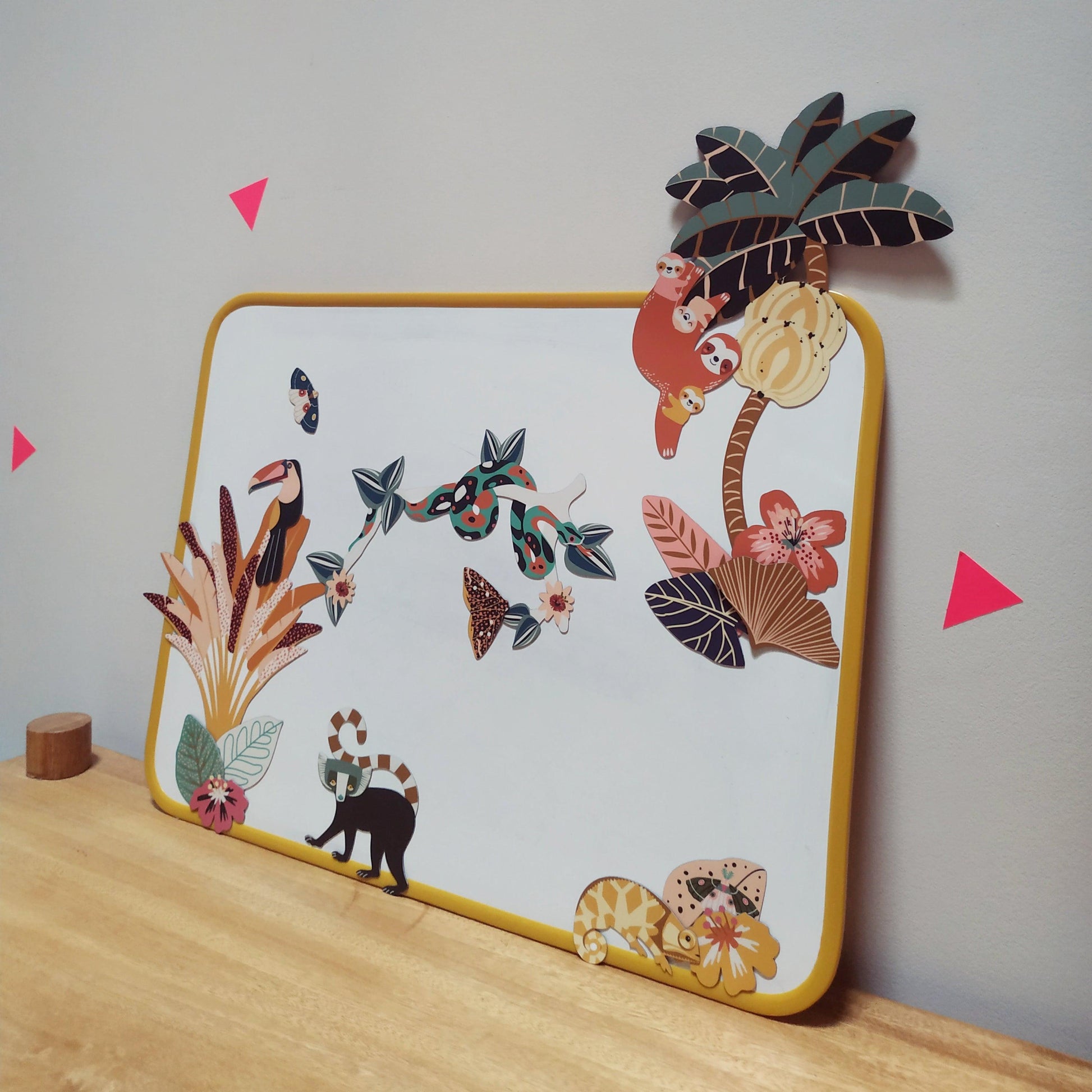 Ardoise enfant 4 ans avec stickers magnétiques tropical - Ma Cabane à Rêves