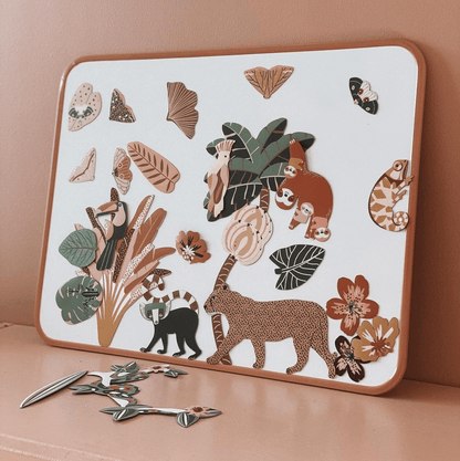 Tableau Magnétique enfant avec stickers animaux tropicaux- Ma Cabane à Rêves