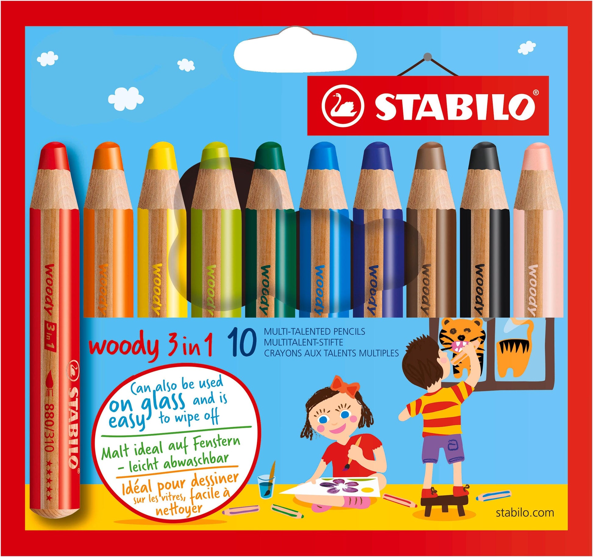 10 crayons multi-talents STABILO woody 3in1 + 1 taille-crayon - Ma Cabane à Rêves